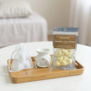 Kit Difusor branco + 3 velas rechaud + Wax Melts (Escolha o aroma)